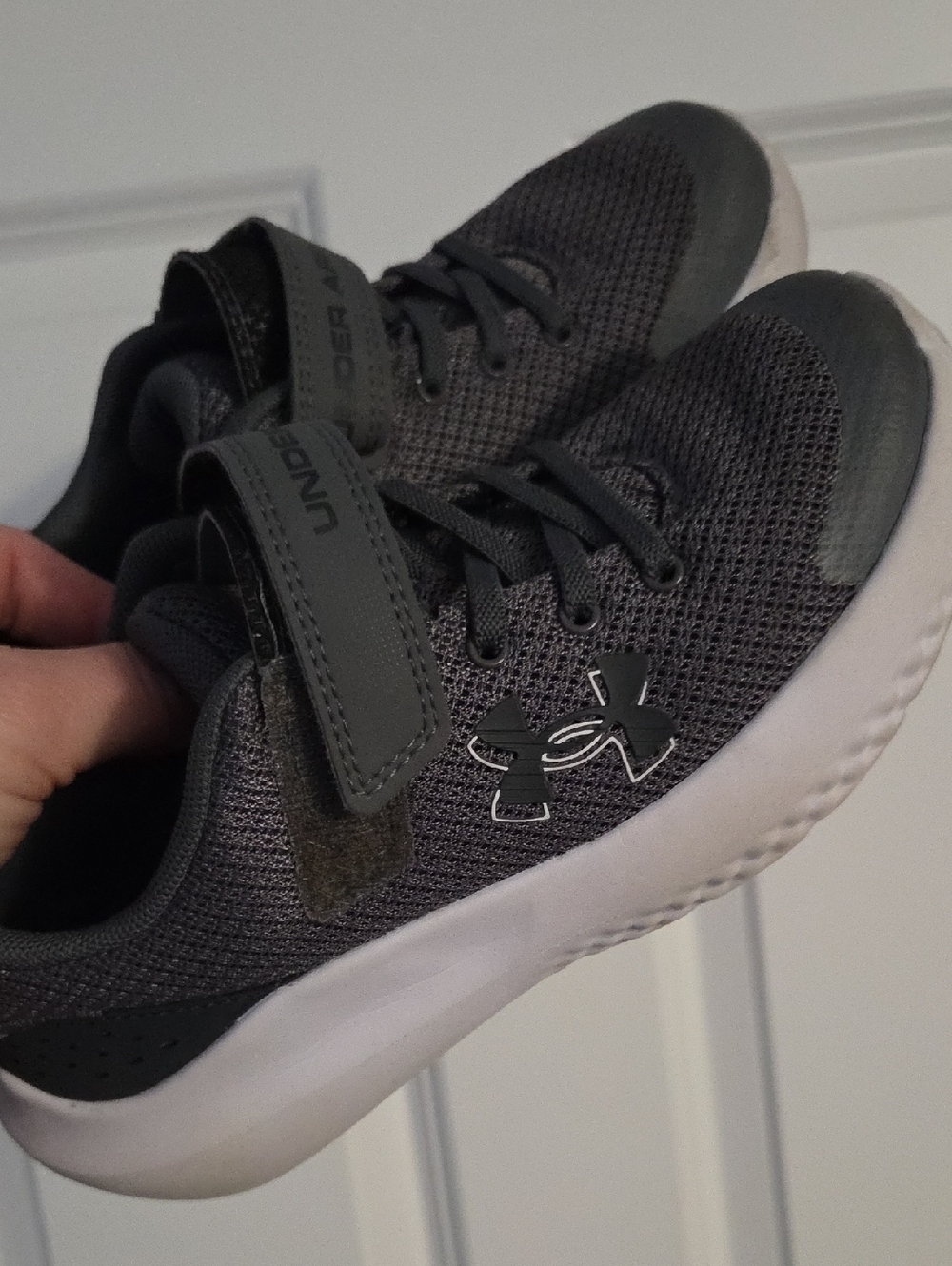 Under Armour Kids' Charcoal Gray Athletic Sneakers with White Sole